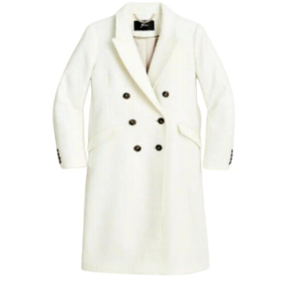 NWT JCrew Double Breasted Top Coat Womens 2 Ivory Cream Italian Cloth Wool NEW - Picture 13 of 13